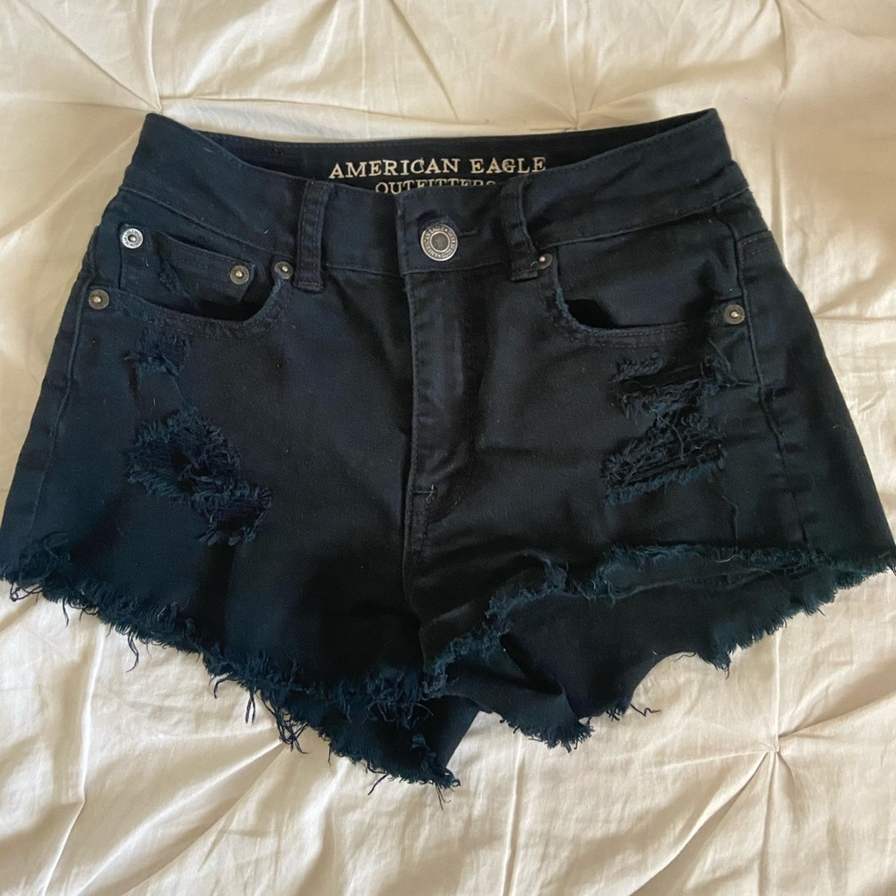 black american eagle high waisted jean shorts